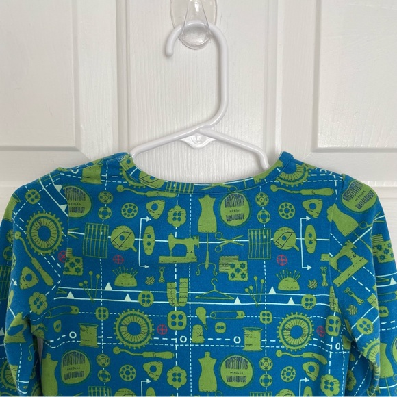 Matilda Jane Blue Green Sewing Themed Long Sleeve Tee Size 4 - Picture 4 of 6